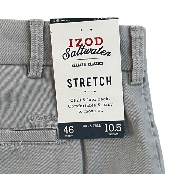 Izod Saltwater Relaxed Classics NWT Stretch Big & Tall Gray Shorts 46 - Picture 4 of 10